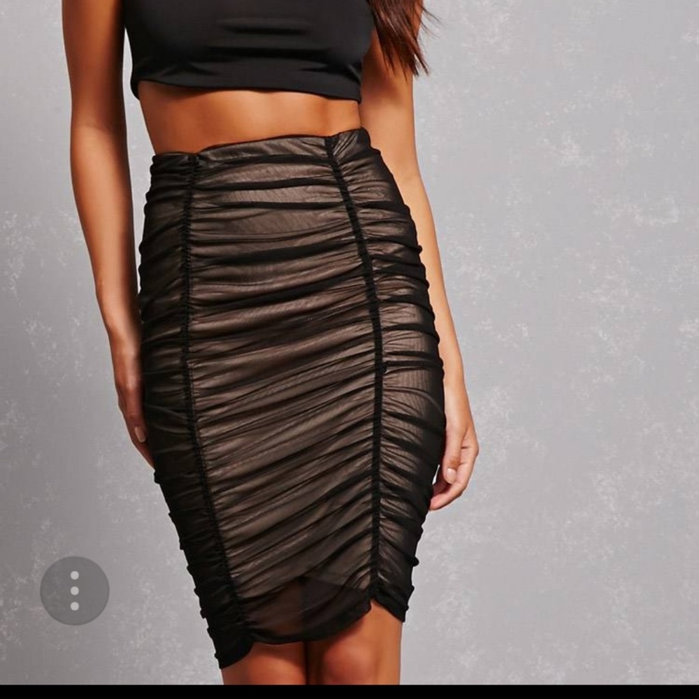 Mesh Ruched Bodycon Skirt